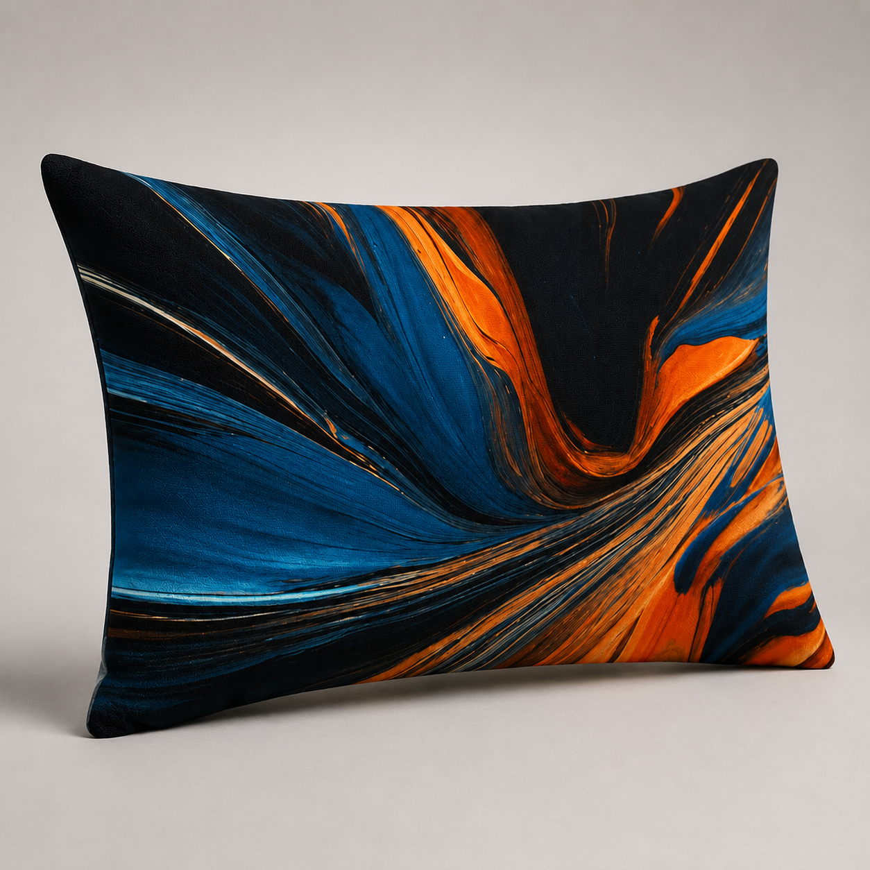 Abstrakte Deko-Kissenhülle Blau/Orange
